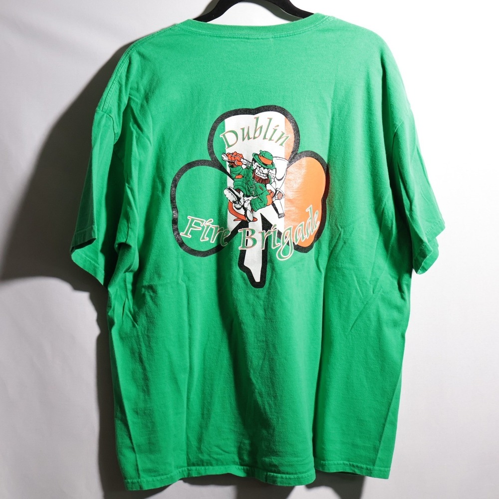 Gildan Dublin Fire Brigade‎ Irish Shamrock Green T-Shirt Mens XL St Patricks Day